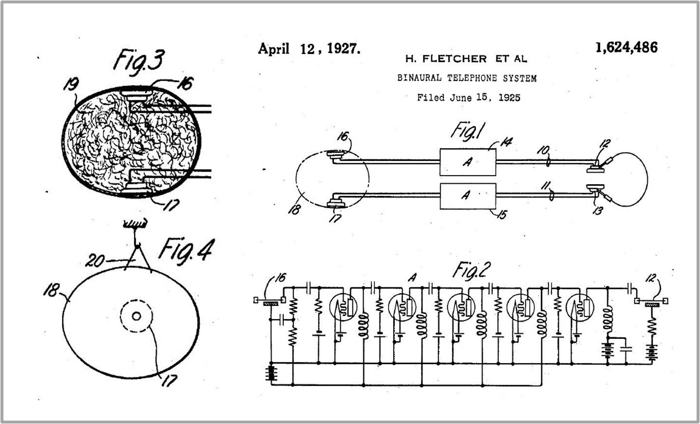 Gisela Konrad Maul Grundig M2Counselling Patent US 1624486 Fletcher Binaural Telephone System Kunstkopf Kondensatormikrophonen elektrostatisch Elektret Kopfhörer Röhrenverstärker