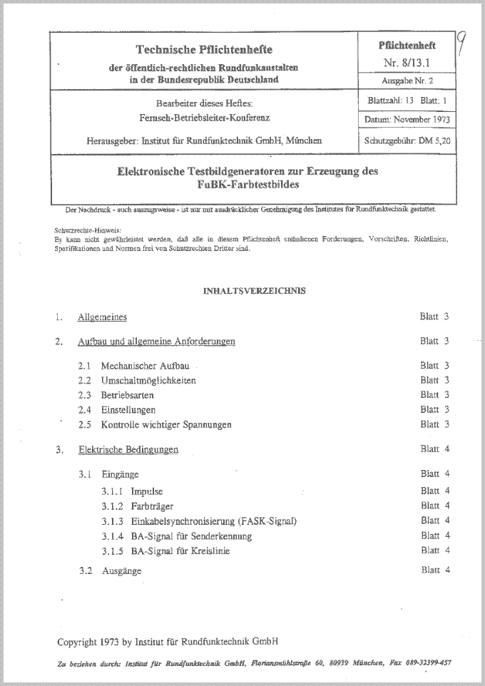 01-Elektronische Testbildgeneratoren zur Erzeugung des FuBK Farbtestbildes